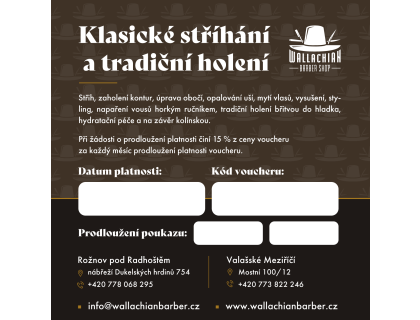 Klasické stříhání a tradiční holení - voucher