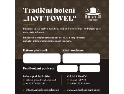 Tradiční holení "HOT TOWEL" - voucher